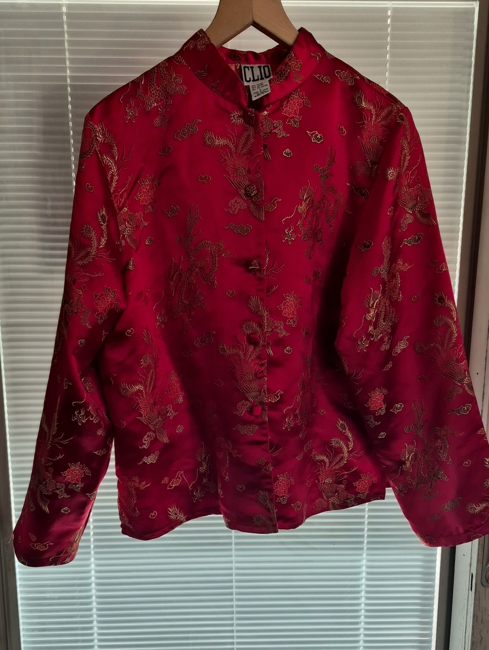 Clio Red Jacket with Gold Embroidered Dragon Motifs
